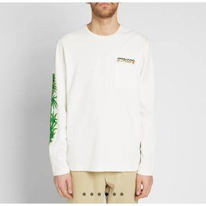 Stussy Long Sleeves Leaves Crew Natural -Size Medium